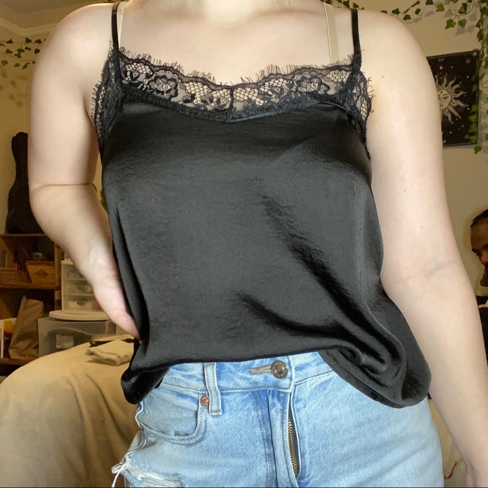 Wild Fable Black Silk Lace Tank
